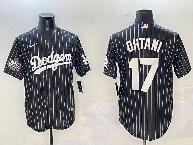 Men Los Angeles Dodgers #17 Ohtani Black Stripe Jointly Name 2025 Nike MLB Jersey style 2->los angeles dodgers->MLB Jersey